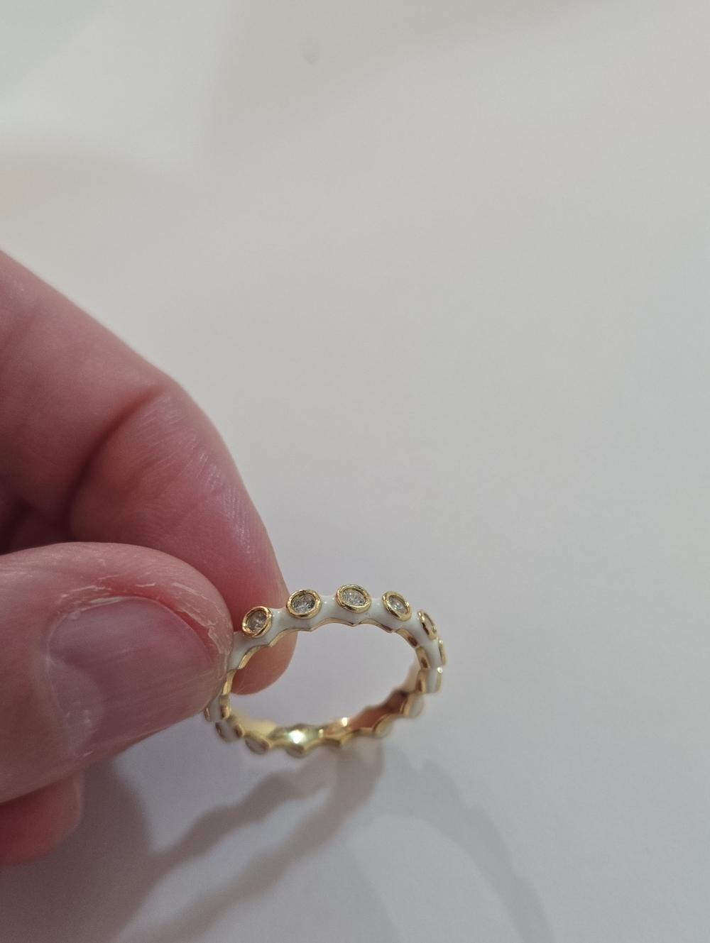 Mejuri White Sapphire Enamel Gold Vermeil Ring